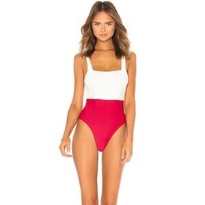 Tularosa Mack One Piece in Rich Red & Ivory
